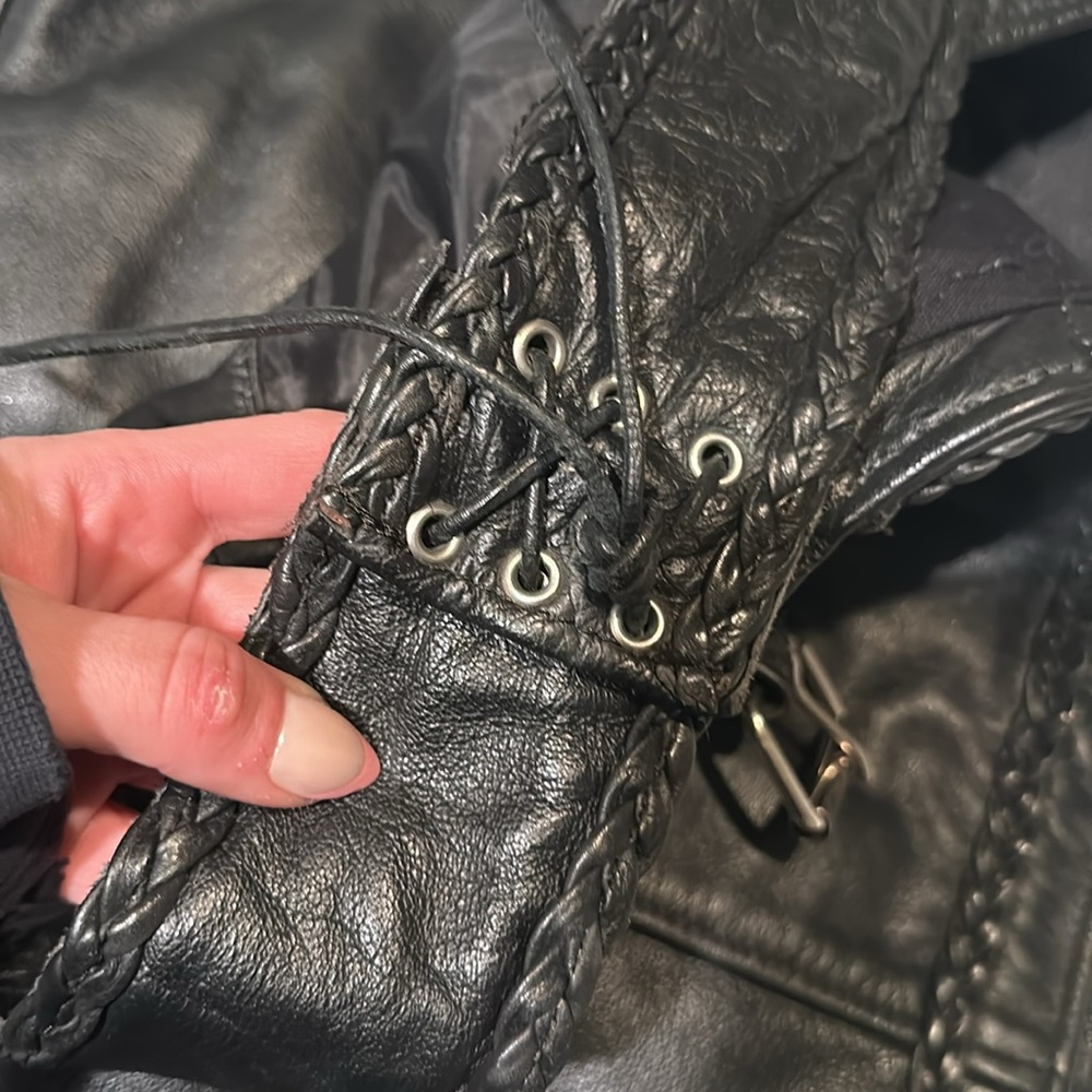 Unik black 100% leather biker chaps size XL great condition - Picture 3 of 5